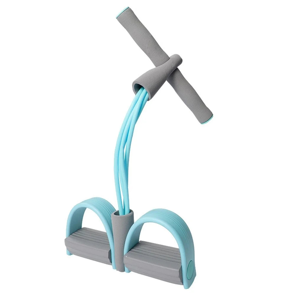 AMYUP Fitness Pedal Puller 4 Tubes Elastic Rope Resistance Band Sit-up Pull-up Sports Training Equipment - Sky Blue - 1