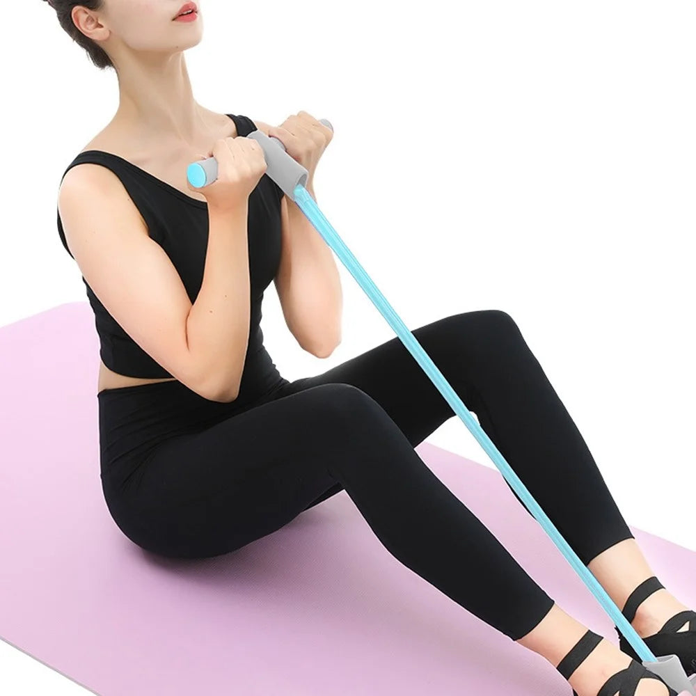 AMYUP Fitness Pedal Puller 4 Tubes Elastic Rope Resistance Band Sit-up Pull-up Sports Training Equipment - Sky Blue - 3