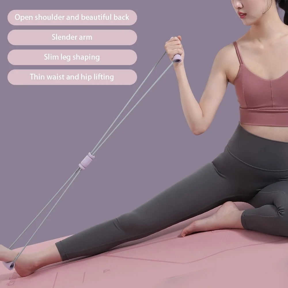 AMYUP Figure 8 Fitness Resistance Band Yoga Strap Fitness Pulling Rope Workout Elastic Exercise Band - Pink - 2