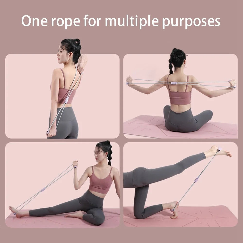 AMYUP Figure 8 Fitness Resistance Band Yoga Strap Fitness Pulling Rope Workout Elastic Exercise Band - Pink - 3