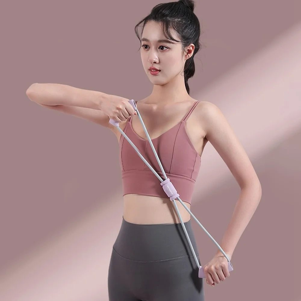 AMYUP Figure 8 Fitness Resistance Band Yoga Strap Fitness Pulling Rope Workout Elastic Exercise Band - Pink - 4