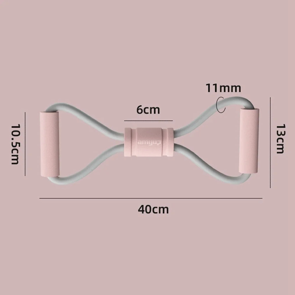 AMYUP Figure 8 Fitness Resistance Band Yoga Strap Fitness Pulling Rope Workout Elastic Exercise Band - Pink - 7