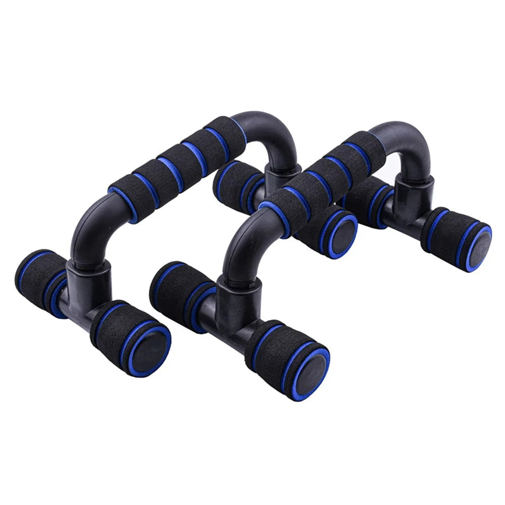 AMYUP 1 Pair H-shape Push-Up Support Stand Pectoralis Arm Muscle Push-Up Handles Trainer - Blue/Black - 1