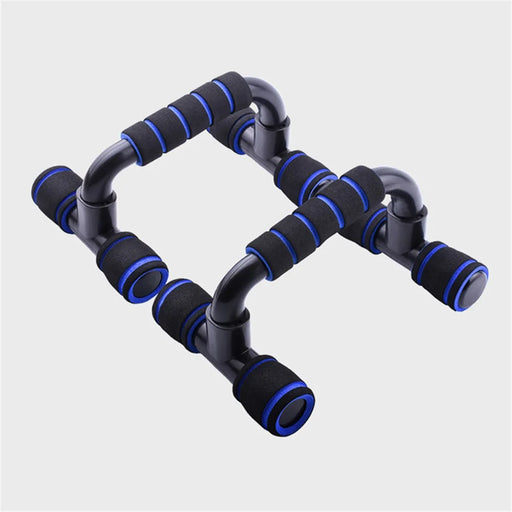 AMYUP 1 Pair H-shape Push-Up Support Stand Pectoralis Arm Muscle Push-Up Handles Trainer - Blue/Black - 2