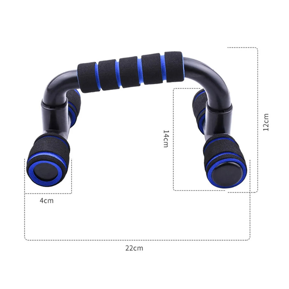 AMYUP 1 Pair H-shape Push-Up Support Stand Pectoralis Arm Muscle Push-Up Handles Trainer - Blue/Black - 7