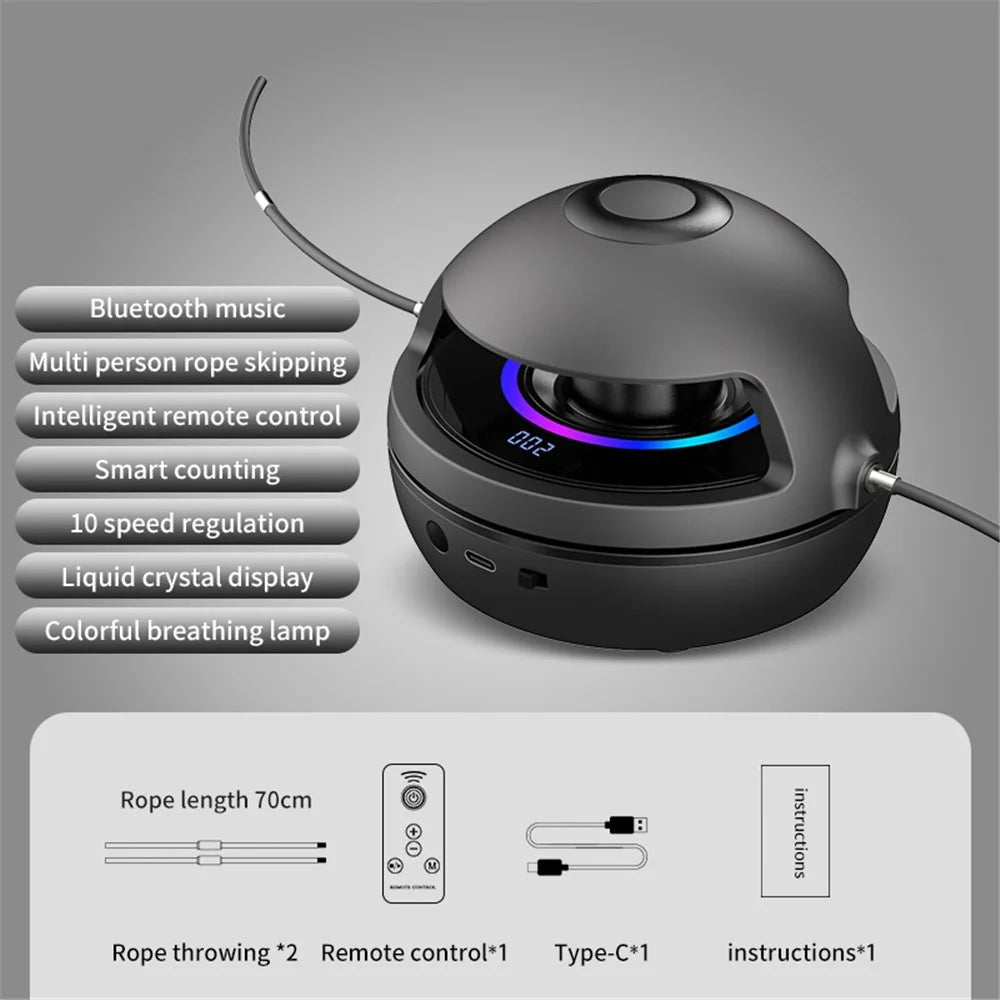 002 Automatic Electric Skipping Rope Machine LED Light Bluetooth-compatible Music Smart Electronic Counting Jump Rope Machine - Grey - 2