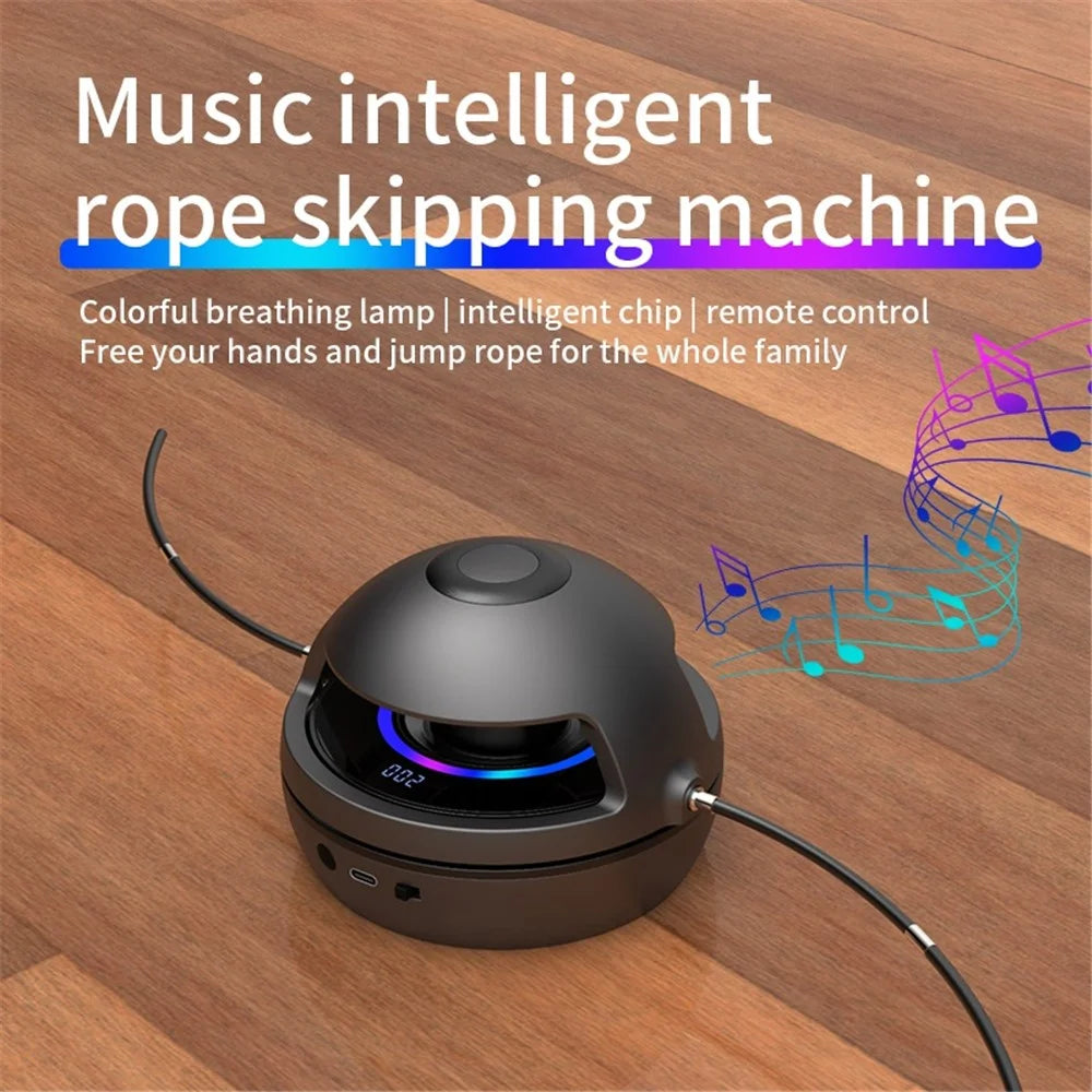 002 Automatic Electric Skipping Rope Machine LED Light Bluetooth-compatible Music Smart Electronic Counting Jump Rope Machine - Grey - 3