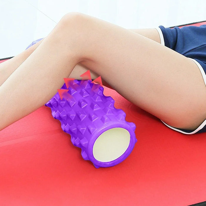 3-in-1 45cm Yoga Column Fitness Set Hollow Core Pilates Massage Roller Plantar Fasciitis Ball Yoga Ball Stress Relief Muscle Relax Exercise Kit - Purple - 2