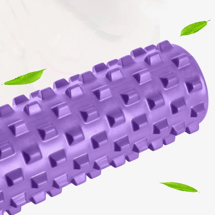 3-in-1 45cm Yoga Column Fitness Set Hollow Core Pilates Massage Roller Plantar Fasciitis Ball Yoga Ball Stress Relief Muscle Relax Exercise Kit - Purple - 4
