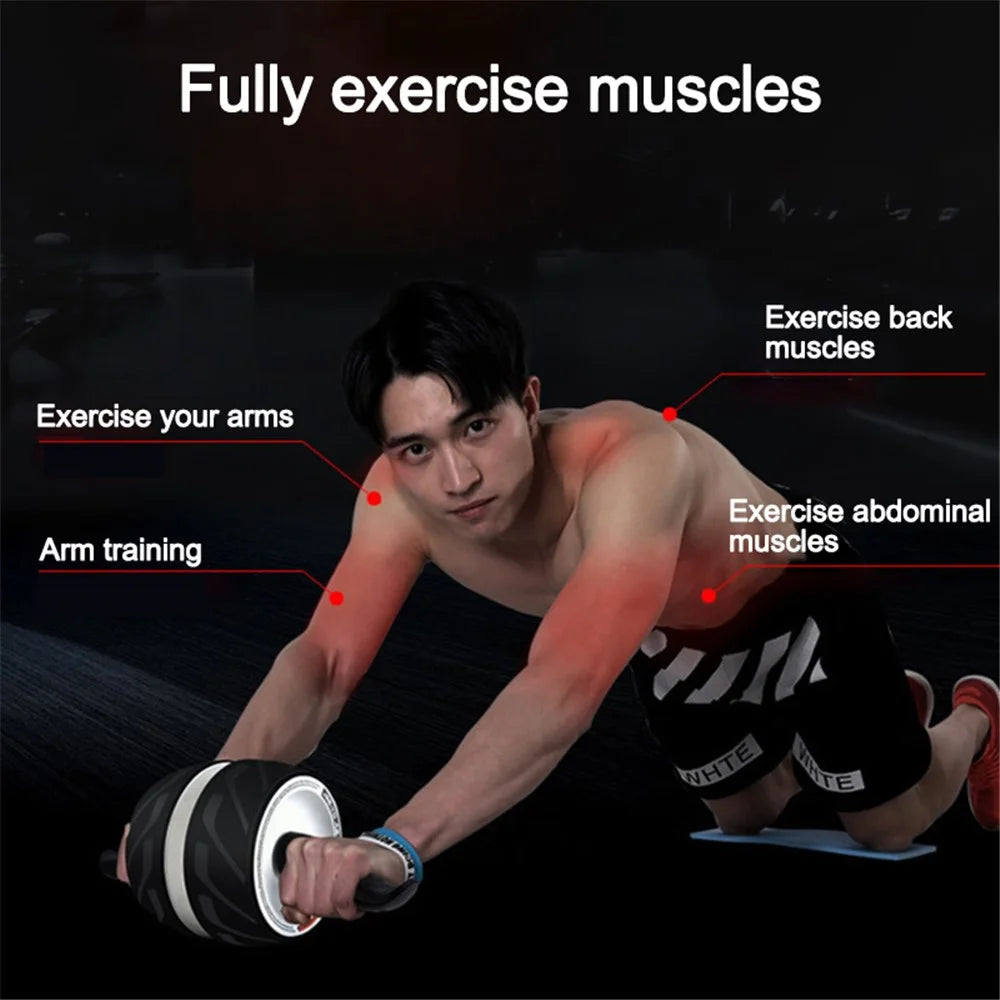 Automatical Rebounds Abdominal Muscle Trainer Ab Roller Abdominal Wheel No Noise Home Training Gym Fitness Equipment - Black / White - 2