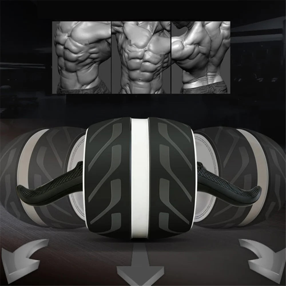 Automatical Rebounds Abdominal Muscle Trainer Ab Roller Abdominal Wheel No Noise Home Training Gym Fitness Equipment - Black / White - 4