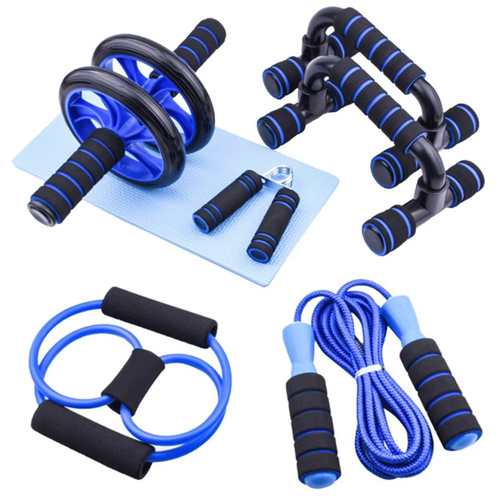 7Pcs / Set Push-up Barbell Abdominal Wheel AB Roller Skipping Rope Grip Exercise Muscle Training Device - 1