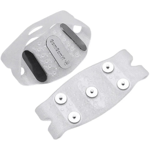 AOTU 1Pair Non-Slip Gripper Spike Ice Grippers Steel Nails Traction Cleats Snow Shoe Spikes Grips for Climbing, Hiking, Fishing - Transparent - 2