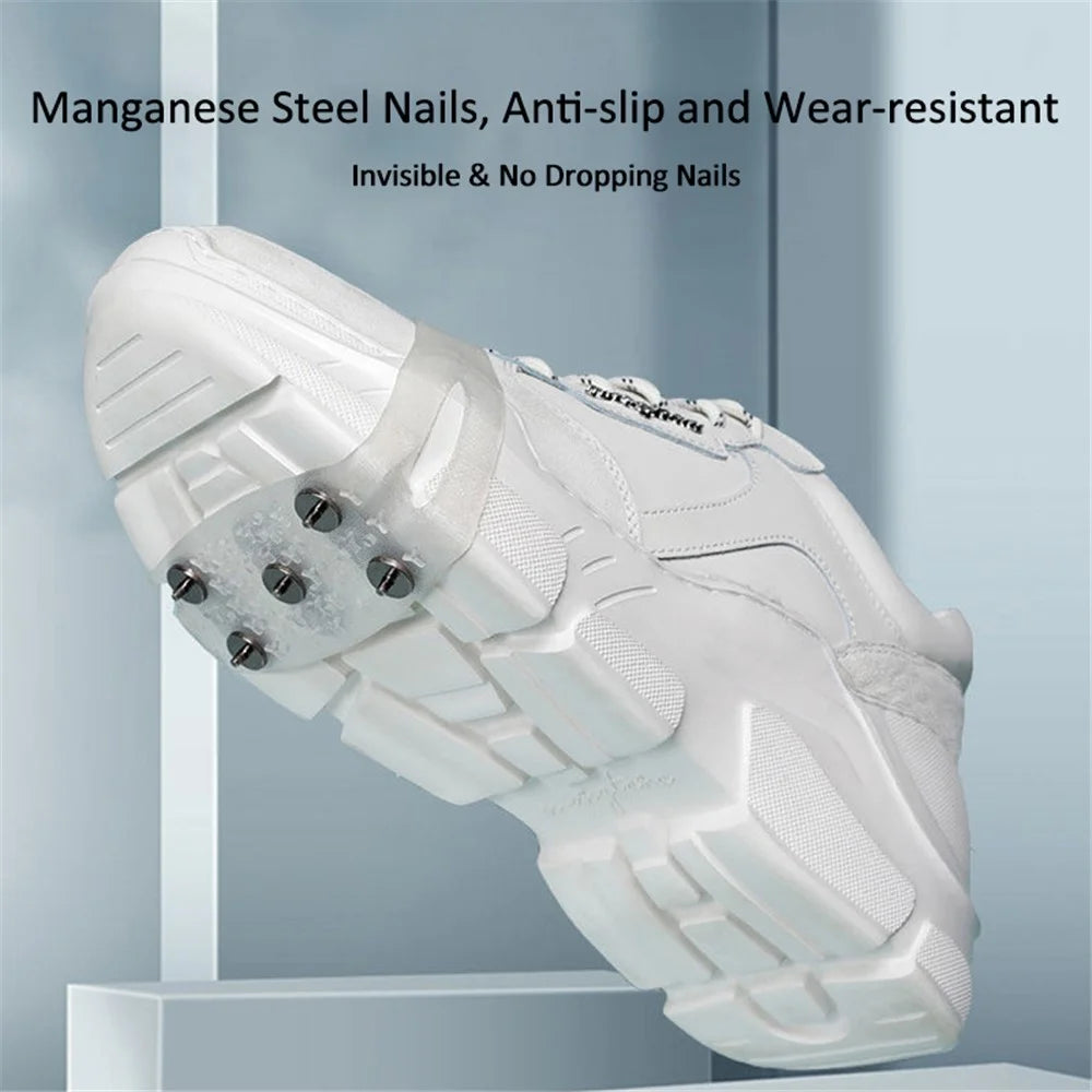 AOTU 1Pair Non-Slip Gripper Spike Ice Grippers Steel Nails Traction Cleats Snow Shoe Spikes Grips for Climbing, Hiking, Fishing - Transparent - 3