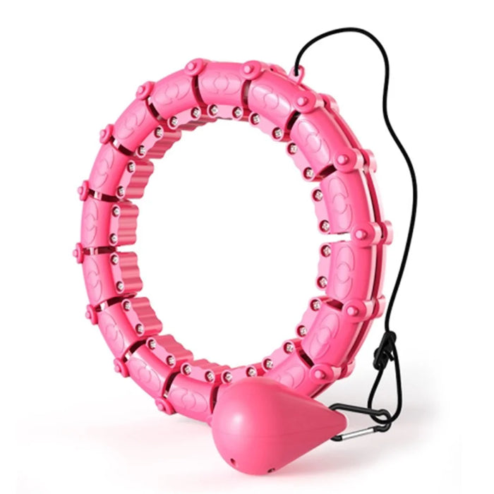 24 Sections Weighted Slimming Hoop Abdominal Waist Weight Loss Detachable Massage Fitness Hoop - Pink - 1