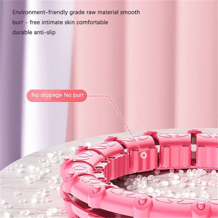 24 Sections Weighted Slimming Hoop Abdominal Waist Weight Loss Detachable Massage Fitness Hoop - Pink - 4