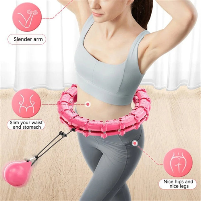 24 Sections Weighted Slimming Hoop Abdominal Waist Weight Loss Detachable Massage Fitness Hoop - Pink - 5