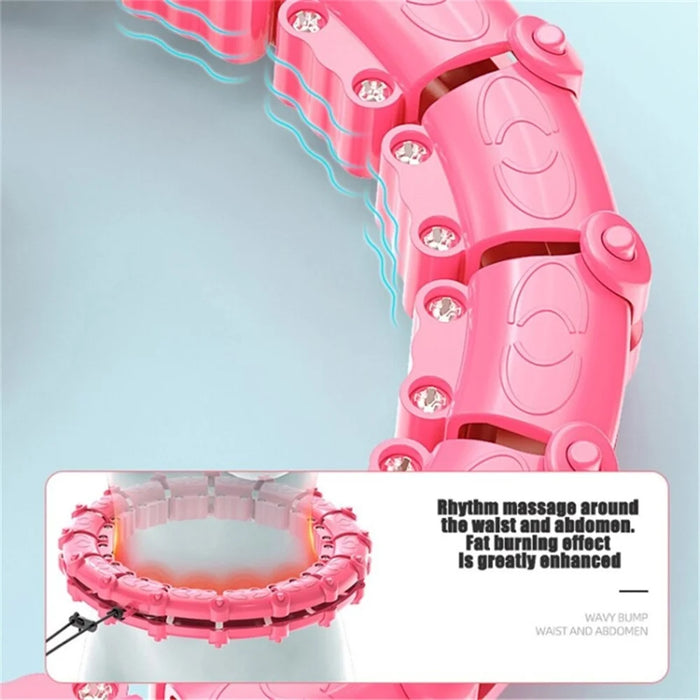 24 Sections Weighted Slimming Hoop Abdominal Waist Weight Loss Detachable Massage Fitness Hoop - Pink - 7