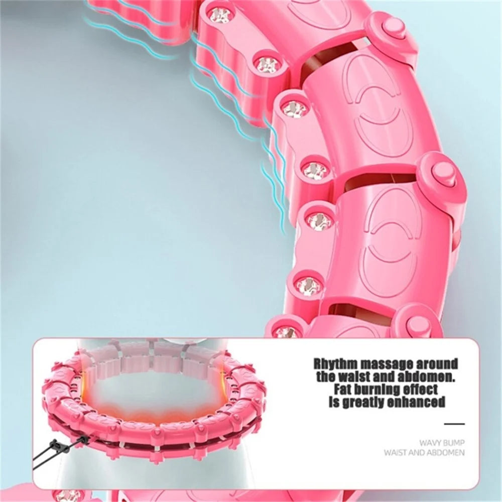 21 Sections Detachable Slimming Hoop Weight Loss Abdominal Waist Massage Weighted Fitness Hoop - Pink - 7
