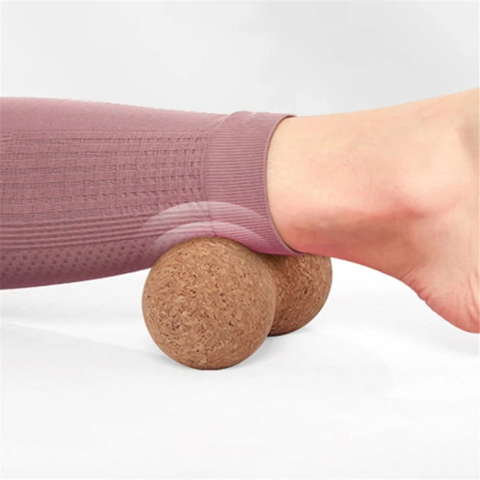 12x6CM Cork Deep Muscle Massage Ball Double Lacrosse Yoga Trigger Point Massager Small Massaging Tool - 4