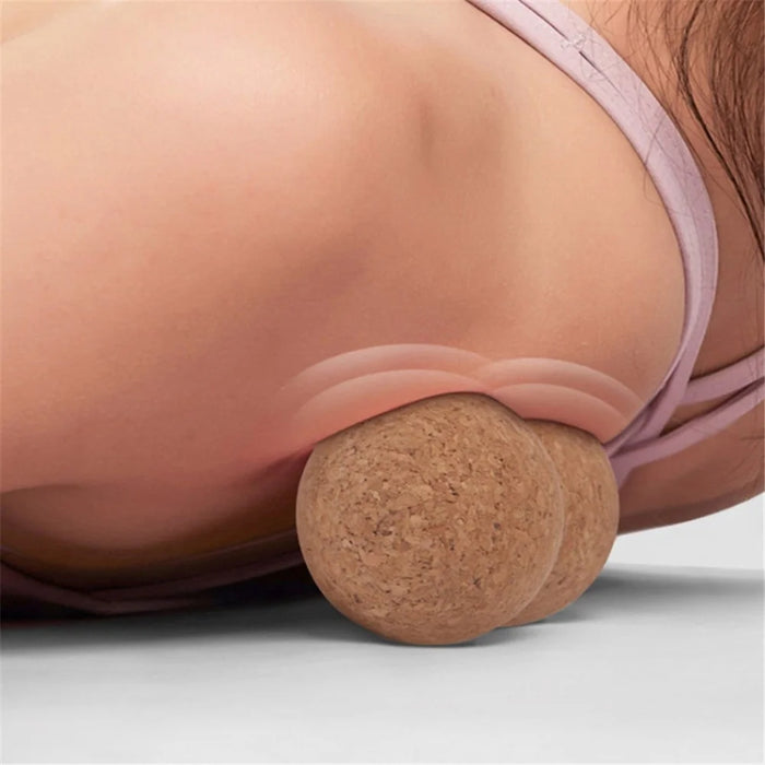 12x6CM Cork Deep Muscle Massage Ball Double Lacrosse Yoga Trigger Point Massager Small Massaging Tool - 5