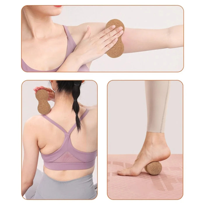 12x6CM Cork Deep Muscle Massage Ball Double Lacrosse Yoga Trigger Point Massager Small Massaging Tool - 6