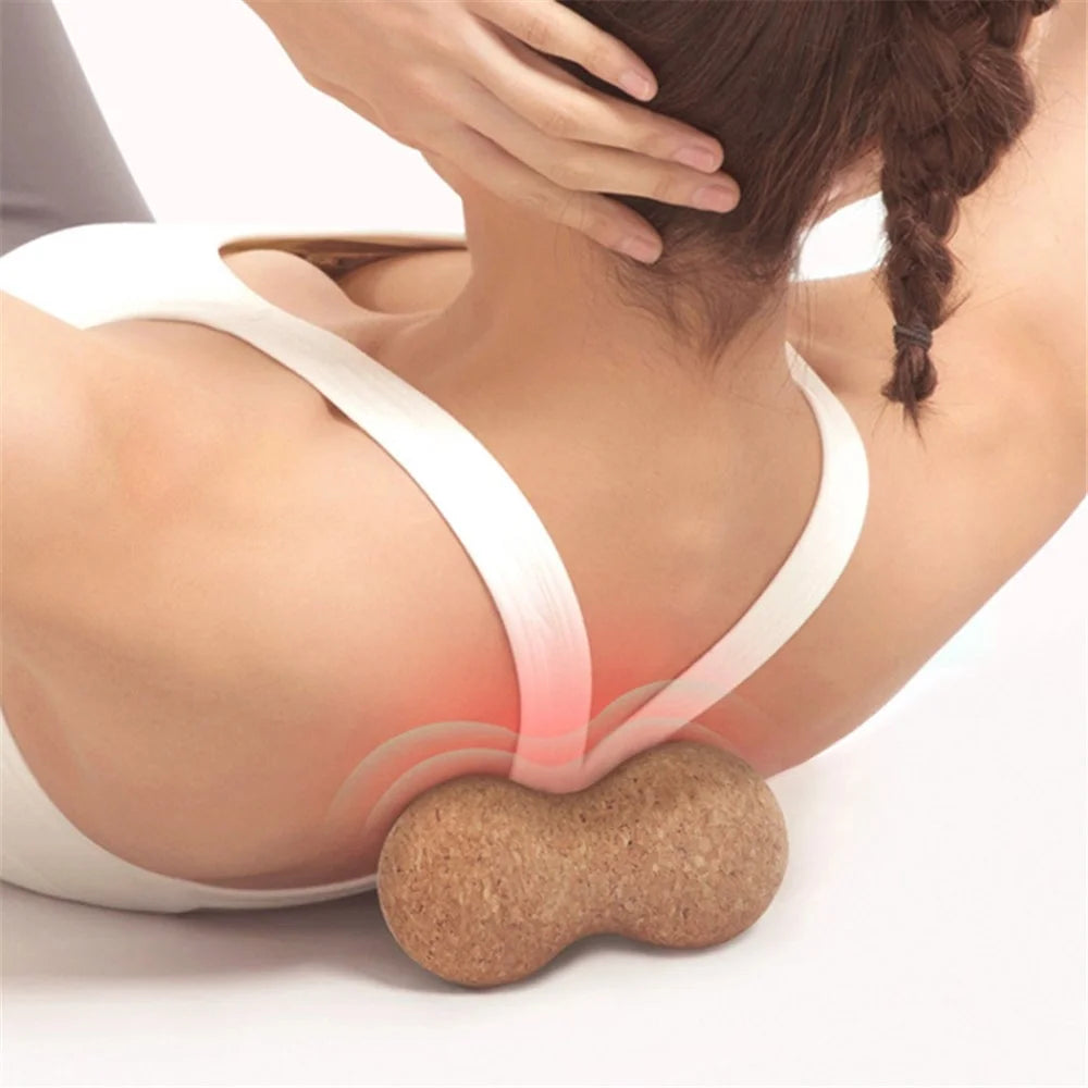 15x7CM Double Lacrosse Cork Ball Yoga Trigger Point Roller Massager Deep Muscle Massaging Tool - 2