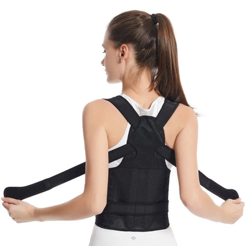 MK-098 Adult Adjustable Posture Corrector Neoprene Composite Cloth + Mesh Hunchback Back Waist Support Belt Brace - S - 1