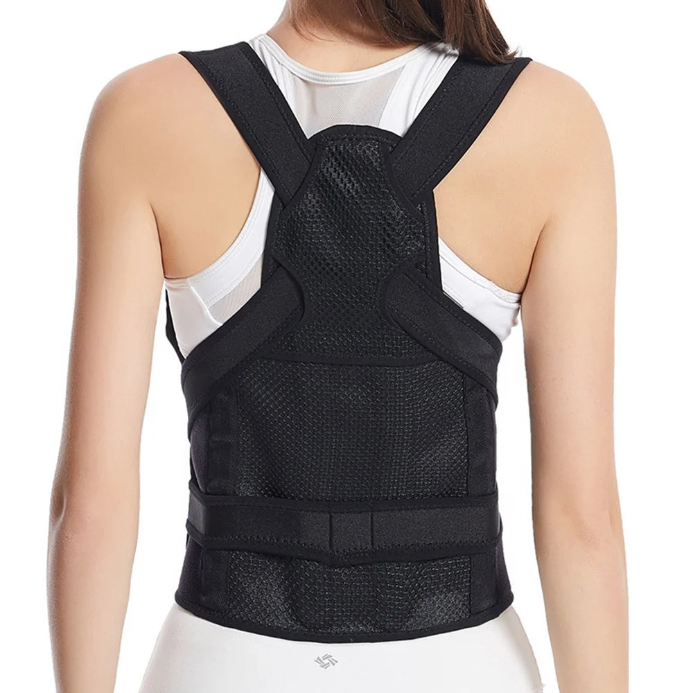 MK-098 Adult Adjustable Posture Corrector Neoprene Composite Cloth + Mesh Hunchback Back Waist Support Belt Brace - S - 2
