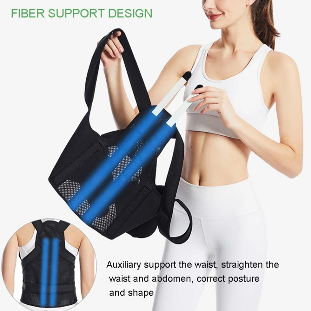 MK-098 Adult Adjustable Posture Corrector Neoprene Composite Cloth + Mesh Hunchback Back Waist Support Belt Brace - S - 6