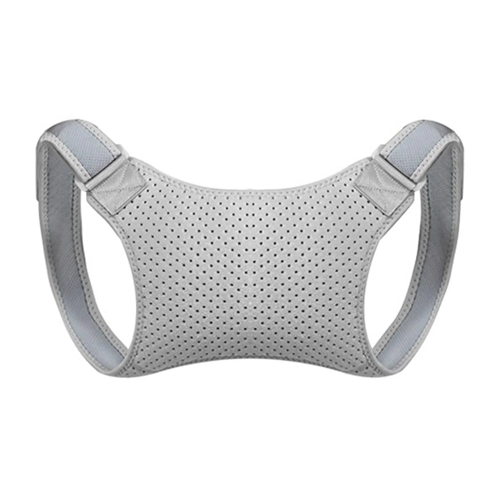 Breathable Mesh Fabric Adjustable Invisible Back Correction Belt Men Women Hunchback Posture Corrector - Grey - 1