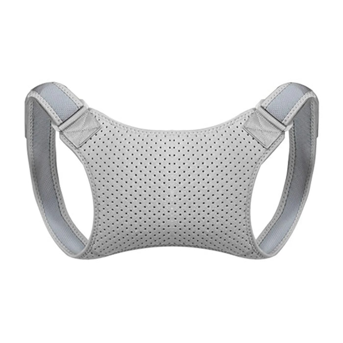 Breathable Mesh Fabric Adjustable Invisible Back Correction Belt Men Women Hunchback Posture Corrector - Grey - 1