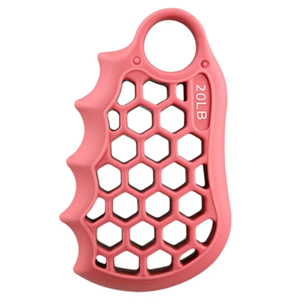 Honeycomb Elastic Silicone Finger Exerciser Grip Strengthener Training Hand Gripper - Pink - 1