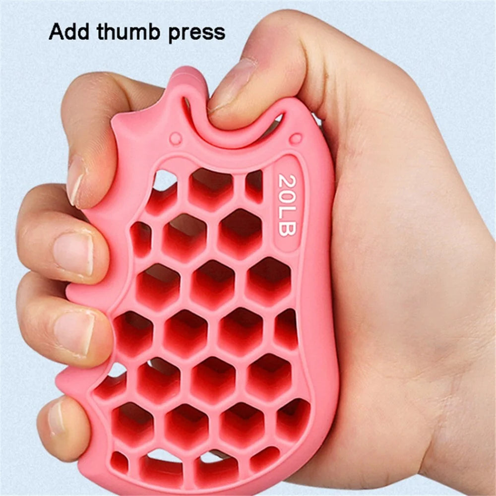 Honeycomb Elastic Silicone Finger Exerciser Grip Strengthener Training Hand Gripper - Pink - 2