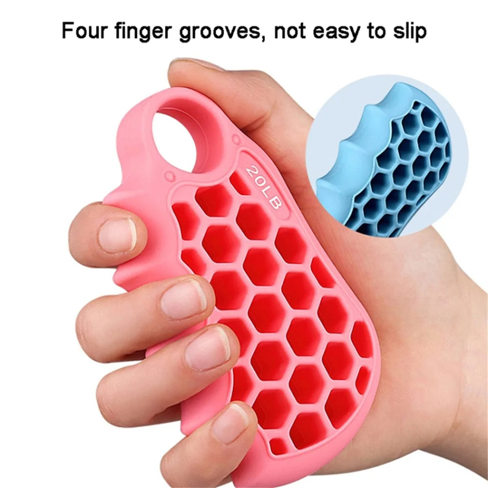 Honeycomb Elastic Silicone Finger Exerciser Grip Strengthener Training Hand Gripper - Pink - 3