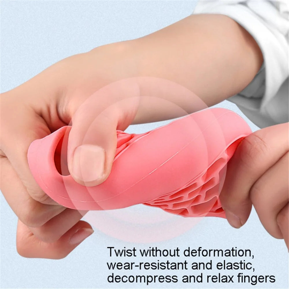 Honeycomb Elastic Silicone Finger Exerciser Grip Strengthener Training Hand Gripper - Pink - 4