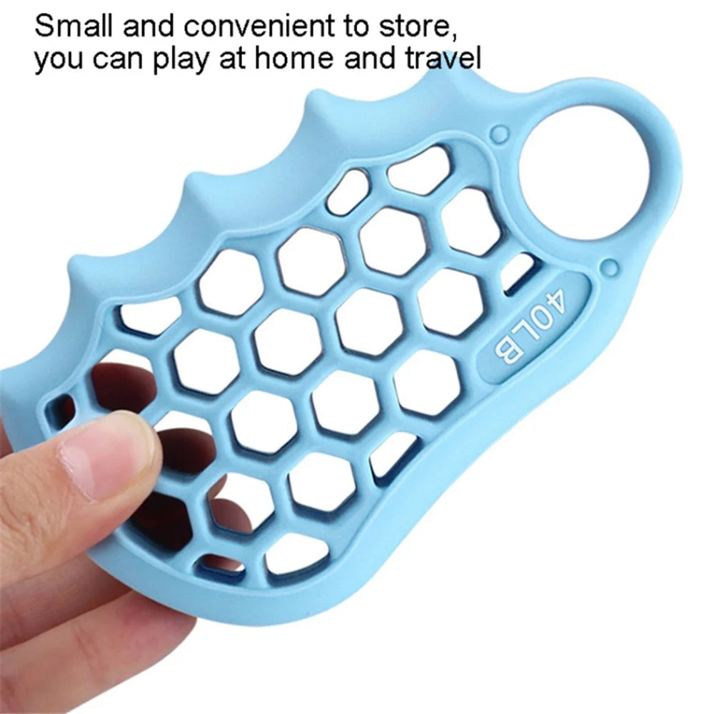 Honeycomb Elastic Silicone Finger Exerciser Grip Strengthener Training Hand Gripper - Pink - 5