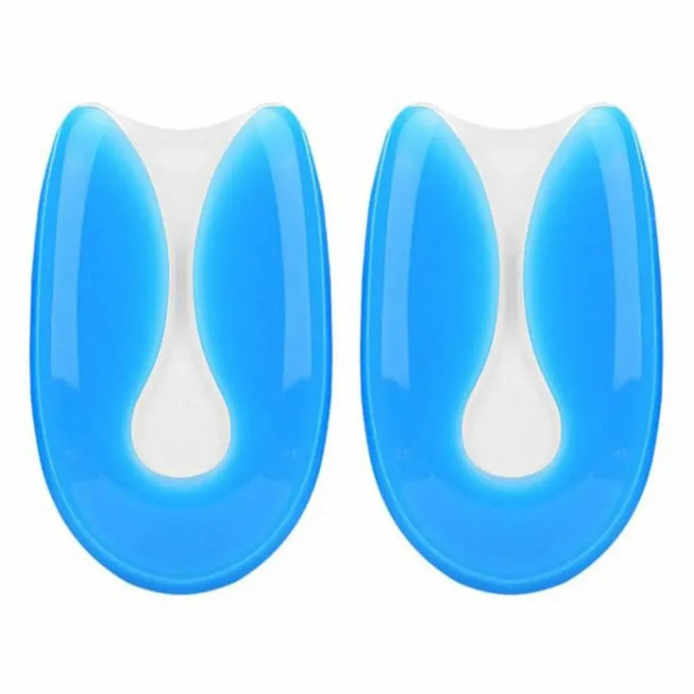 1 Pair Silicone Insoles Heel Cushion Soles Relieve Pain Plantar Fasciitis Protectors Shoe Pad Inserts, Blue - S - 1