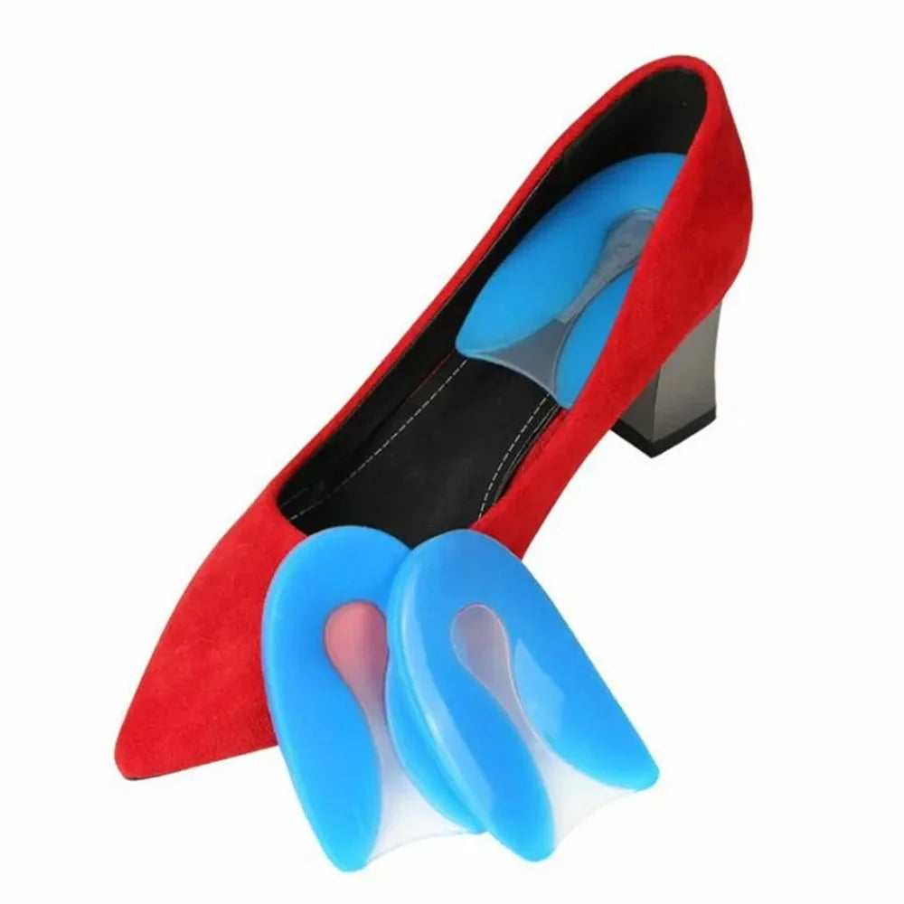 1 Pair Silicone Insoles Heel Cushion Soles Relieve Pain Plantar Fasciitis Protectors Shoe Pad Inserts, Blue - S - 3