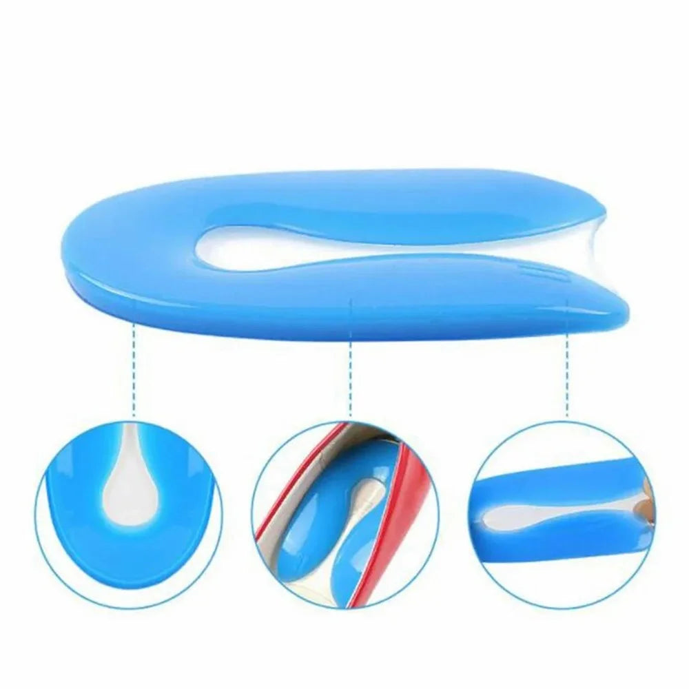 1 Pair Silicone Insoles Heel Cushion Soles Relieve Pain Plantar Fasciitis Protectors Shoe Pad Inserts, Blue - S - 4