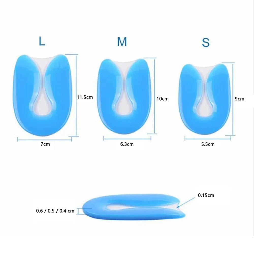 1 Pair Silicone Insoles Heel Cushion Soles Relieve Pain Plantar Fasciitis Protectors Shoe Pad Inserts, Blue - S - 5
