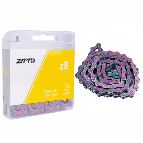 ZTTO Z09 Mountain Road Bike Chain 9-Speed 116 Links Carbon Steel Bicycle Chain - Colorful - 1