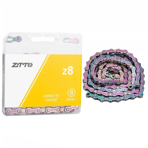 ZTTO z8 Carbon Steel Bicycle Chain 8-Speed 116 Links Mountain Road Bike Chain - Colorful - 1