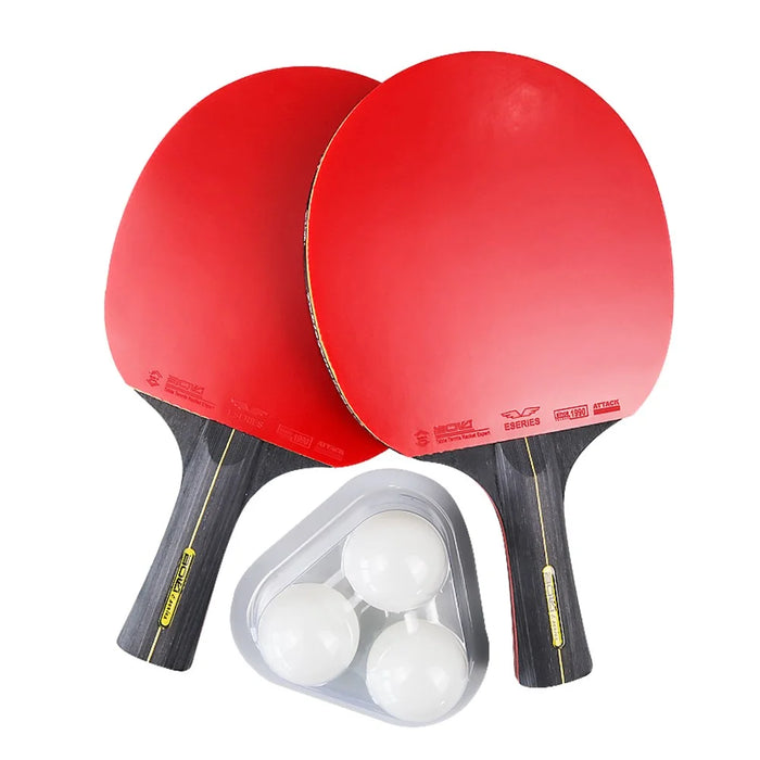 A11 Table Tennis Rackets Set 1 Pair Shakehand Grip / Long Handle Ping Pong Bats with 3 Balls - 1