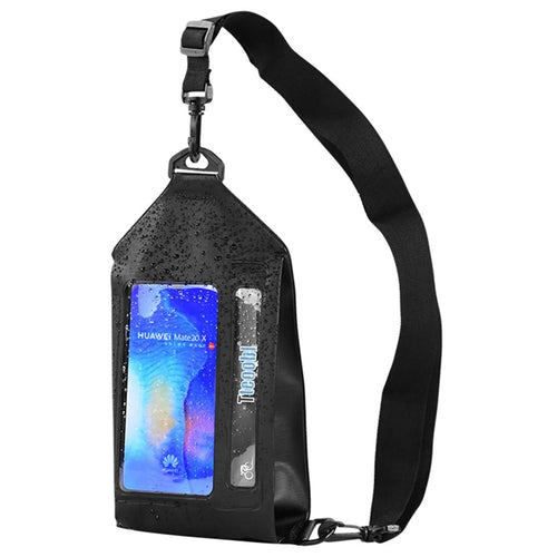 TTEOOBL IPX8 Waterproof Waist Bag Touch Screen Phone Chest Pack with Adjustable Strap - Black - 1