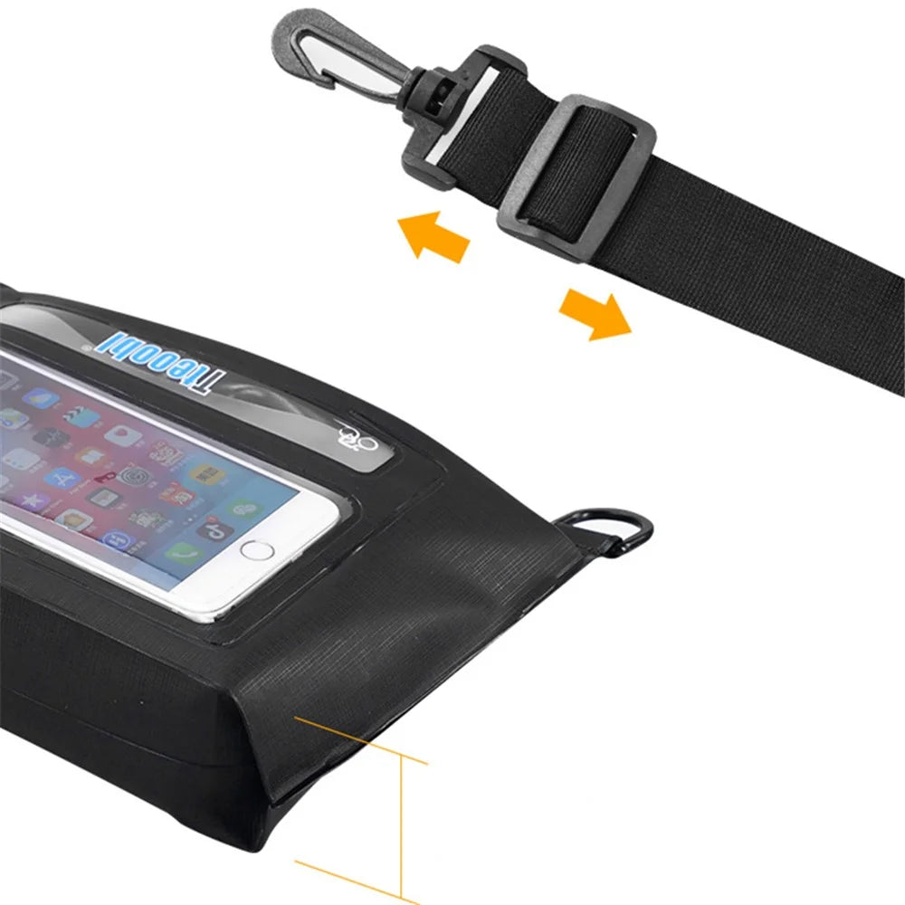 TTEOOBL IPX8 Waterproof Waist Bag Touch Screen Phone Chest Pack with Adjustable Strap - Black - 2