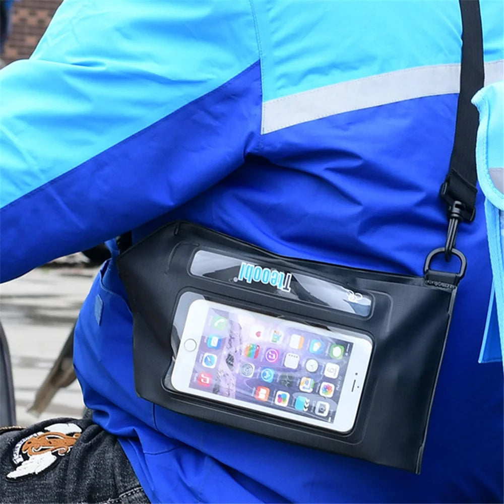 TTEOOBL IPX8 Waterproof Waist Bag Touch Screen Phone Chest Pack with Adjustable Strap - Black - 7