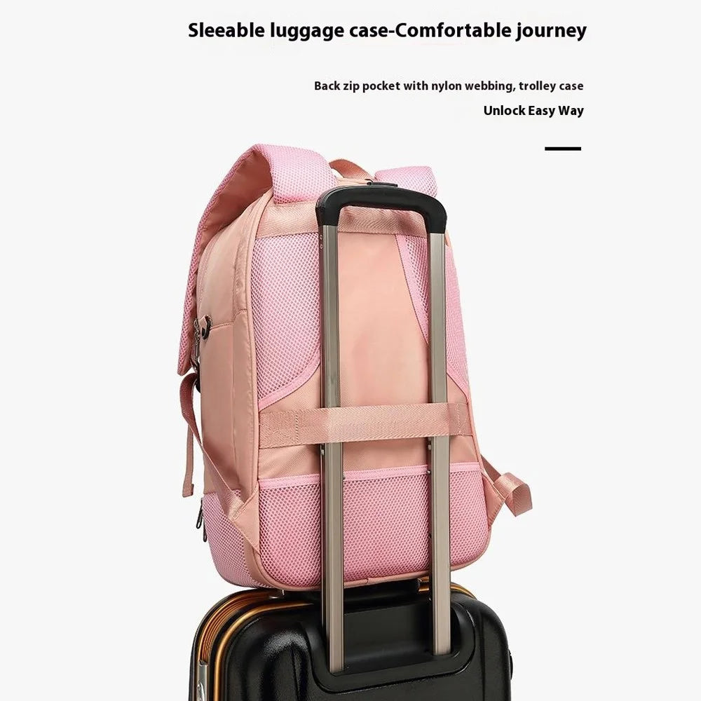 Tennis Badminton Sports Bag Racket Storage Nylon Backpack with Shoe Compartment, 31x19x46cm - Pink - 3