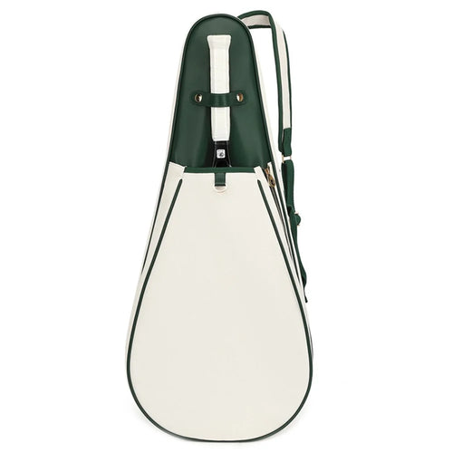 898 Stylish Polyester+Microfiber Leather Tennis Badminton Racket Carrying Bag - White - 1