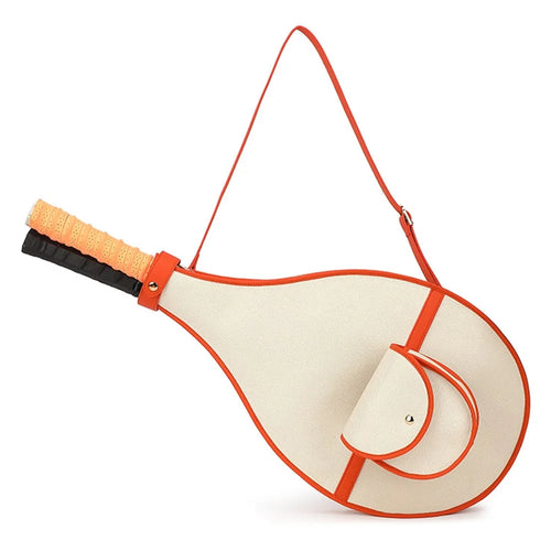 891 Women Retro Tennis Badminton Racket Storage Single Shoulder Crossbody Bag, 31x7x50cm - Orange - 1